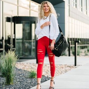 Zyia Red slashed luxe leggings sizes 6-8